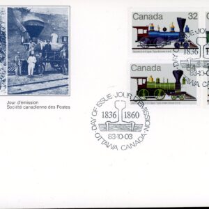 Canada FDC#999-1002 - Canadian Locomotives (1836-1860)-1 (1983) 2 x 32¢, 1 x 37¢, 1 x 64¢ Series of 4