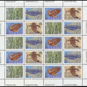 Canada Stamp SHEET#1282a - Prehistoric life in Canada-1 (1990) 4 x 39¢ Se-tenant block (1279-1282)