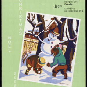 Canada Stamp Booklet - #BK337 - Snowman, by Yvonne McKague Housser (2006) 12 x 51¢