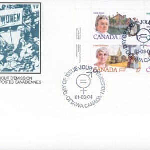 Canada OFDC PB#882a  (V1)- Canadian Feminists (1981) 4 x 17¢ Se-tenant block (879-882)