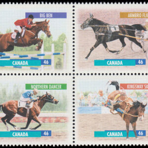 Canada Stamp #1794a - Canadian Horses (1999) 4 x 46¢ Se-tenant block or horizontal strip of 4 (1791-1794)