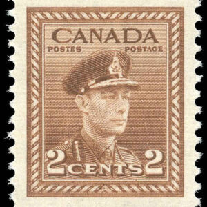 Canada Stamp #250 - King George VI in Army Uniform (1942) 2¢ -MNH