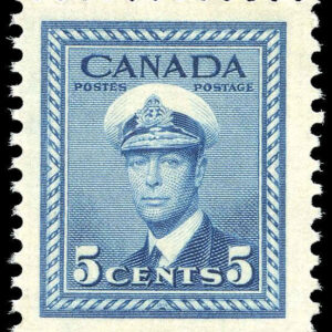 Canada Stamp #255 - King George VI in Navy Uniform (1942) 5¢ - MNH