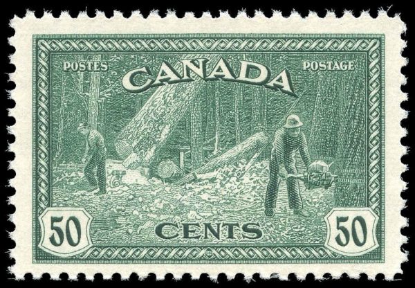 Canada Stamp #272 - Logging, BC (1946) 50¢ - MNH (GRADE VF-MLH)