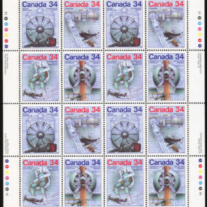 Canada Stamp SHEET#1102a - Canada Day - Science and Technology - 1 (1986) 4 x 34¢ Se-tenant block (1099-1102)