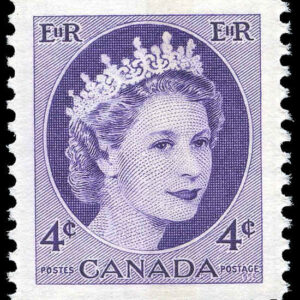 Canada Stamp #340p - Queen Elizabeth II (1962) 4¢ WCB