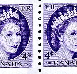 Canada Stamp #347 Strip - Queen Elizabeth II (1954) 4 x 4¢ Strip of 4 - JUMP STRIP