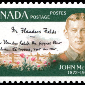 Canada Stamp #487i - John McCrae and Poem (1968) 5¢ Stroke in first A of CANADA (1st column)