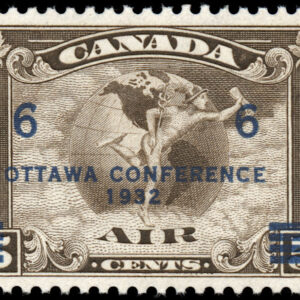 Canada Stamp - Air Mail #C4 - C2 Surcharged (Mercury, with scroll in hand) (1932) 6¢ (GRADE F-MH)