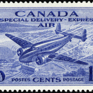 Canada Stamp - Air Mail #CE1 - Trans-Canada airplane (1942) 16¢ (VF-MLH)