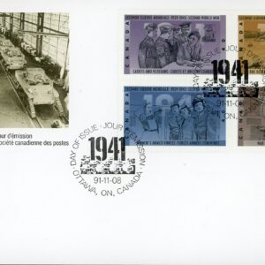 Canada FDC#1348a - Second World War-1941 (1991) 4 x 40¢ Se-tenant block (1345-1348)