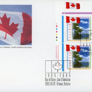 Canada OFDC PB#1546 - Flag with scene of lake (1995) 43¢
