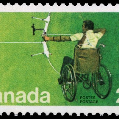 Canada Stamp #694i - Archer in Wheelchair (1976) 20¢ HB - Hibrite Paper