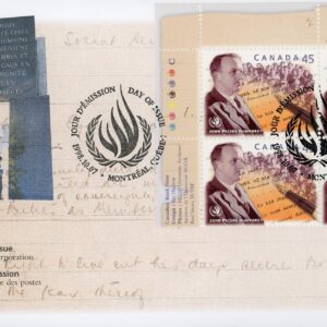 Canada OFDC PB#1761 - John Humphrey (1905-1995) and page from the Universal Declaration of Human Rights (1998) 45¢