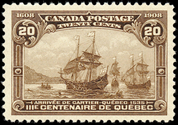 Canada Stamp #103 - Cartier's Arrival (1908) 20¢ (VF-MH)