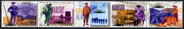 Canada Stamp #1606 - Yukon Gold Rush (1996) 5 x 45¢ Se-tenant horizontal strip of 5 (1606a-1606e)