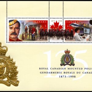 Canada Stamp #1737e - RCMP 125th Anniversary (1998) 2 x 45¢ Souvenir sheet of 2 stamps with Italia '98 emblem