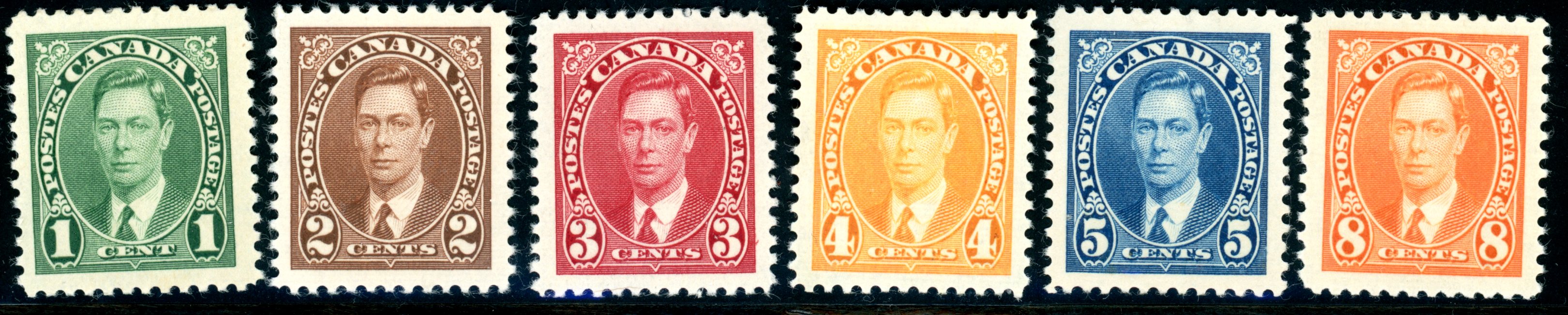 Canada Stamp #231 -236 - King George VI (1937) 1¢ (VF-MNH) COMPLETE SET