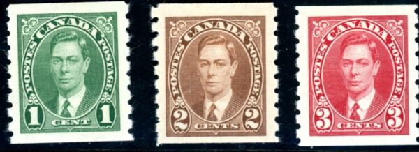 Canada Stamp #238 - 240 - SET - King George VI (1937) 1¢,2¢,3¢ (VF-MH)