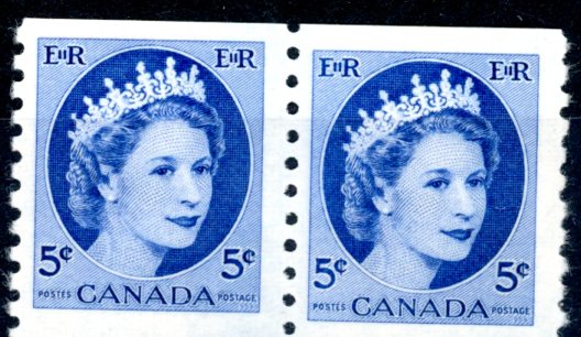 Canada Stamp #348 - JUMP STRIP PAIR - Canada Stamp - 348 (1954) (1954) 20¢ PAIR