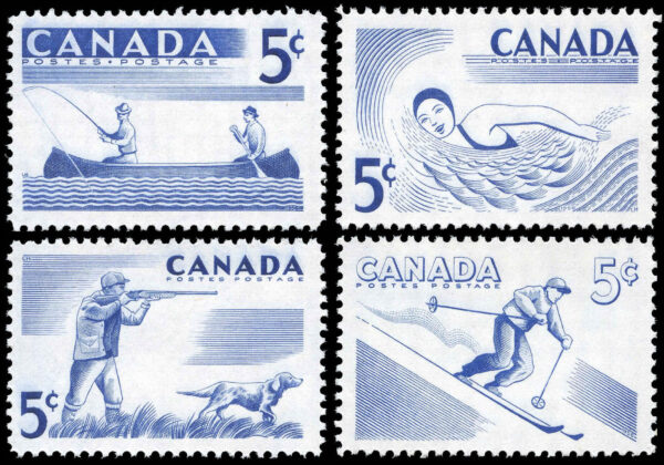 Canada Stamp #365-8 - Recreation Sports (1957) 4 x 5¢ Set of 4 MNH