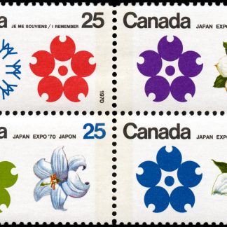 Canada Stamp #511b - Expo '70 (1970) 4 x 25¢ Se-tenant block of 4 (508-511)...