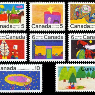 Canada Stamp #519-30 - Christmas (1970) 5 x 5¢, 5 x 6¢, 1 x 10¢, 1 x 15¢ Set of 12 stamps