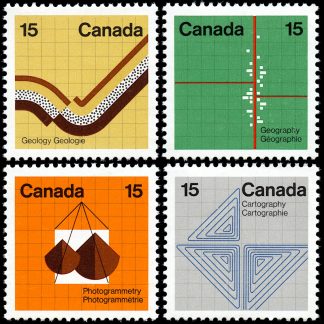 Canada Stamp #582-5 - Earth Sciences (1972) 4 x 15¢ Series of 4