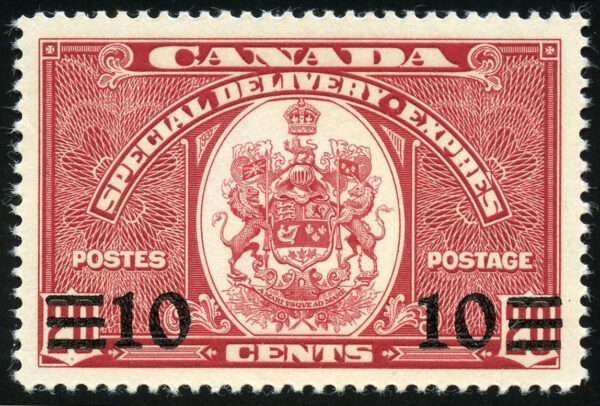 Canada Stamp - E - Special Delivery #E9 - Confederation Issue (1939) 10¢ on 20¢ (VF-MH)