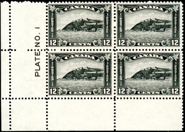 Canada PLATE BLOCK #174 - Quebec Citadel (1930) 12¢ VF-NH