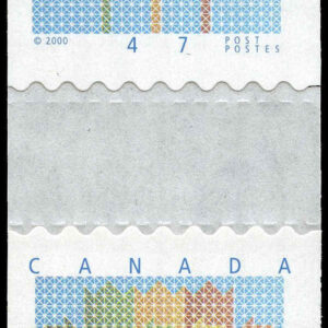 Canada Stamp #1878i - Stylized maple leaf (2000) 4 x 47¢ Gutter strip of 4 -- MF/FL Fluorescence