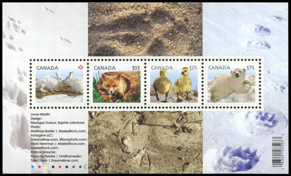 Canada Stamp #2424 - Baby Wildlife Definitives-Souvenir sheet (2011) (P) + $1.03 + $1.25 + $1.75 Souvenir sheet of 4