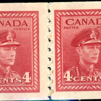 Canada Stamp #267re-pa - King George VI (1943) 2 x 4¢ Repair paste-up pair