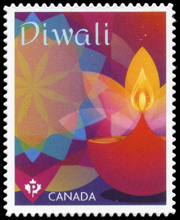 Canada Stamp #3251i - Diwali - Clay lamp (2020) P (92¢) Die cut to shape