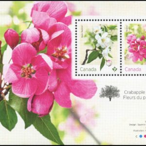 Canada Stamp #3281 - Crabapple Blossoms (2021) $1.84 Souvenir sheet of 2 stamps