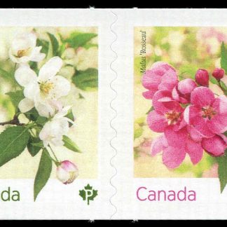 Canada Stamp #3283iii - Crabapple Blossoms (2021) 2 x P (92¢) Pair of 2 stamps, die cut to shape