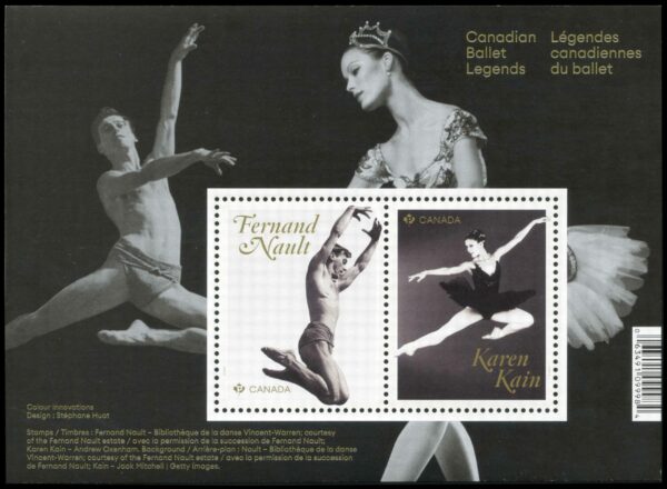 Canada Stamp #3289 - Canadian Ballet Legends (2021) $1.84 Souvenir sheet of 2 stamps