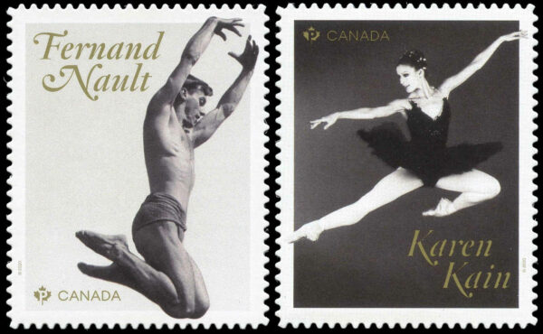 Canada Stamp #3290i-1i - Canadian Ballet Legends (2021) 2 x P (92¢) Set of 2 stamps, die cut to shape