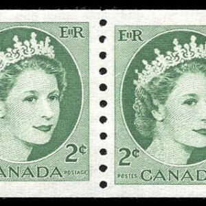 Canada Stamp #345i - Queen Elizabeth II (1954) 4 x 2¢ Jump strip of 4
