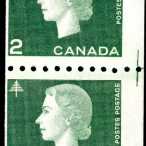 Canada Stamp #406ii - Queen Elizabeth II (1963) 4 x 2¢ Strip of 4 with cutting guideline
