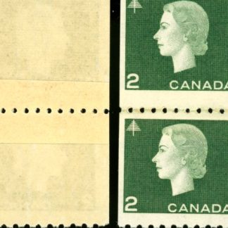 Canada Stamp #406pa - REPAIR PASTE-UP- Queen Elizabeth II (1963) 2 x 2¢ Pair