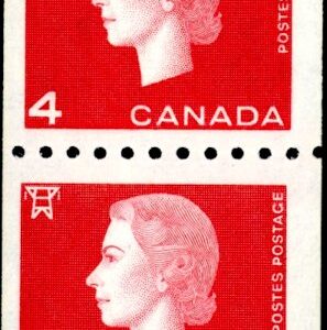 Canada Stamp #408 - Queen Elizabeth II (1963) 4 x 4¢ REPAIR PASTE-UP