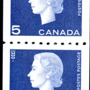 Canada Stamp #409Paste-Up Strip - Queen Elizabeth II (1962) 4 x 5¢ Strip of 4