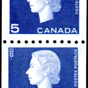 Canada Stamp #409i - Queen Elizabeth II (1962) 4 x 5¢ Jump strip of 4