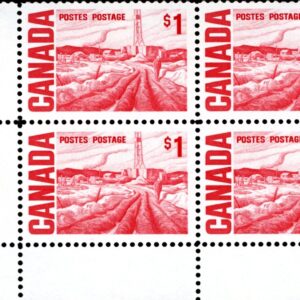 Canada Stamp PLATE BLOCK#465B - Edmonton Oil Field, by H.G. Glyde (1967) $1 DF, DEX