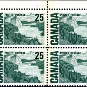 Canada CORNER BLOCK #465ii - Solemn Land, by J.E.H. MacDonald (1971) 25¢ HB, DEX