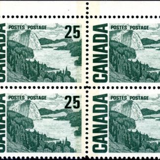 Canada CORNER BLOCK #465p - Solemn Land, by J.E.H. MacDonald (1969) 25¢ W2B, DF, DEX