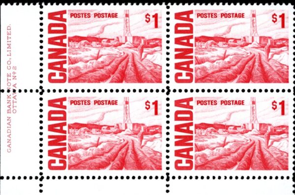 Canada Stamp #465Biii - Edmonton Oil Field, by H.G. Glyde (1971) $1 LF, PVA