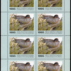 Atlantic Waterfowl Celebration Stamp #ATC1f - Green-Winged Teal by Julie Schapman (1995) 8 x $6 sheet of 8