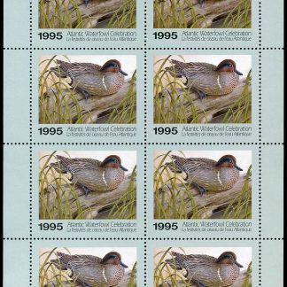 Atlantic Waterfowl Celebration Stamp #ATC1f - Green-Winged Teal by Julie Schapman (1995) 8 x $6 sheet of 8